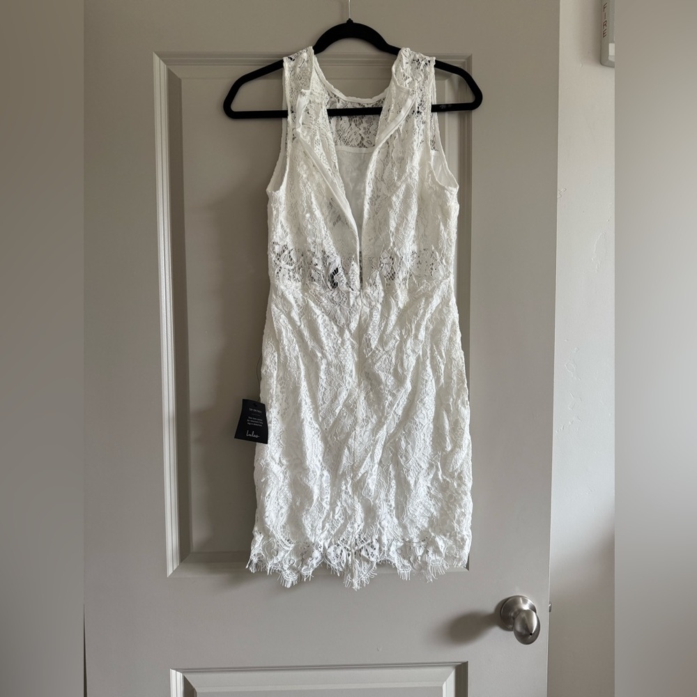 Lulu's white lacy mini dress - Picture 2 of 6